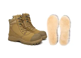 Australian Shepherd® Work Safety Boots Mens Leo Lace Up Zip Steel Toe with Wool Insole
