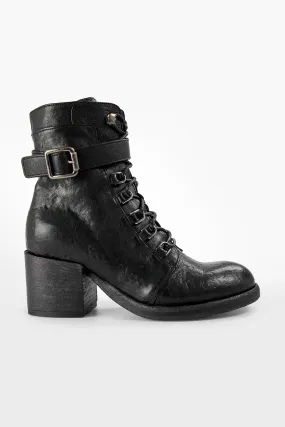 BERKELEY charcoal-black lace up boots.