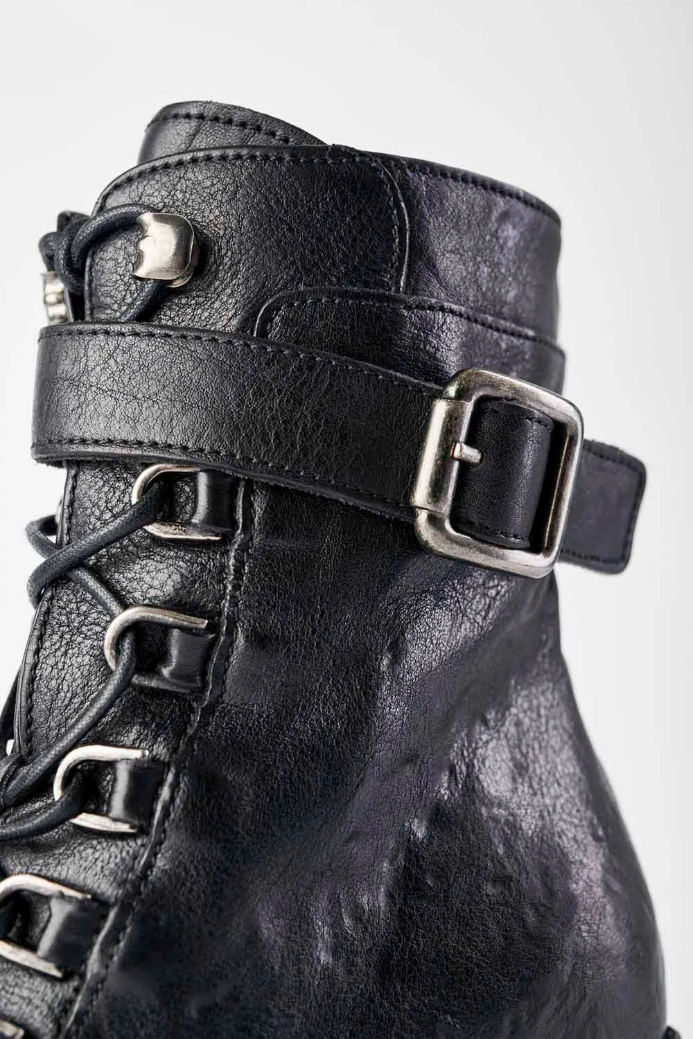 BERKELEY charcoal-black lace up boots.