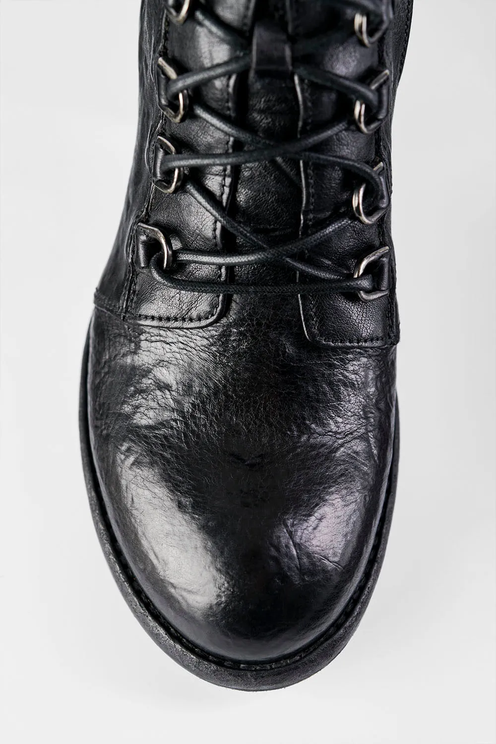 BERKELEY charcoal-black lace up boots.