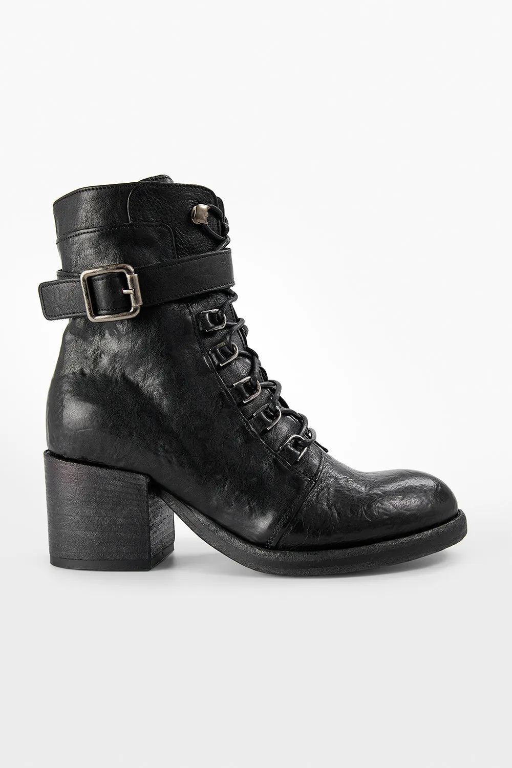 BERKELEY charcoal-black lace up boots.