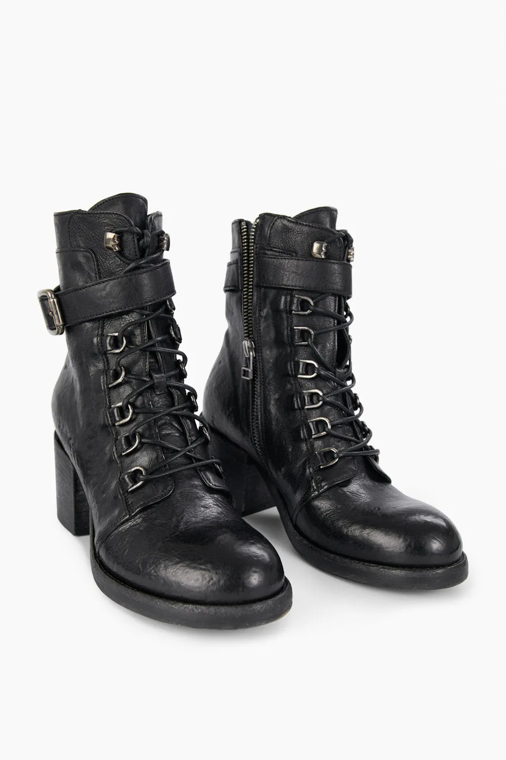 BERKELEY charcoal-black lace up boots.