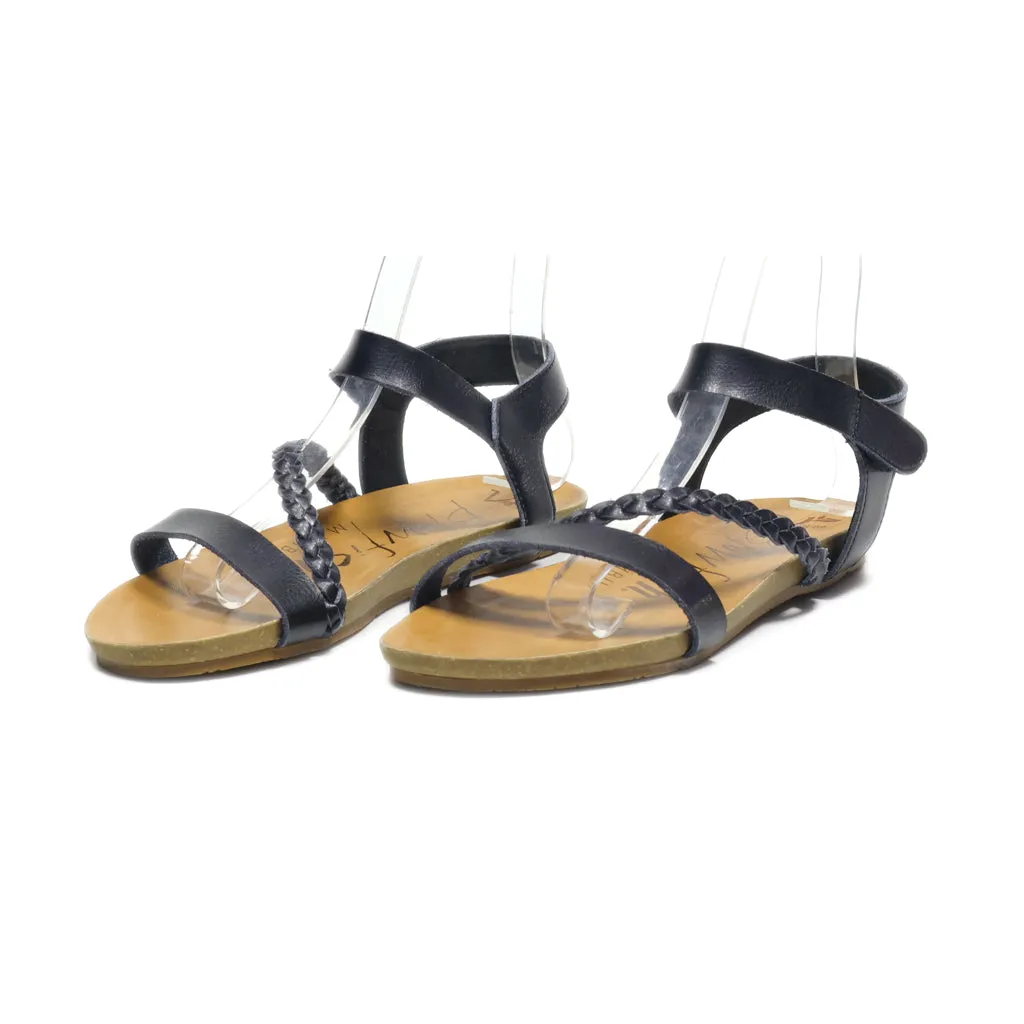 Blowfish Malibu Flat Sandals Leather Black Colour For Women