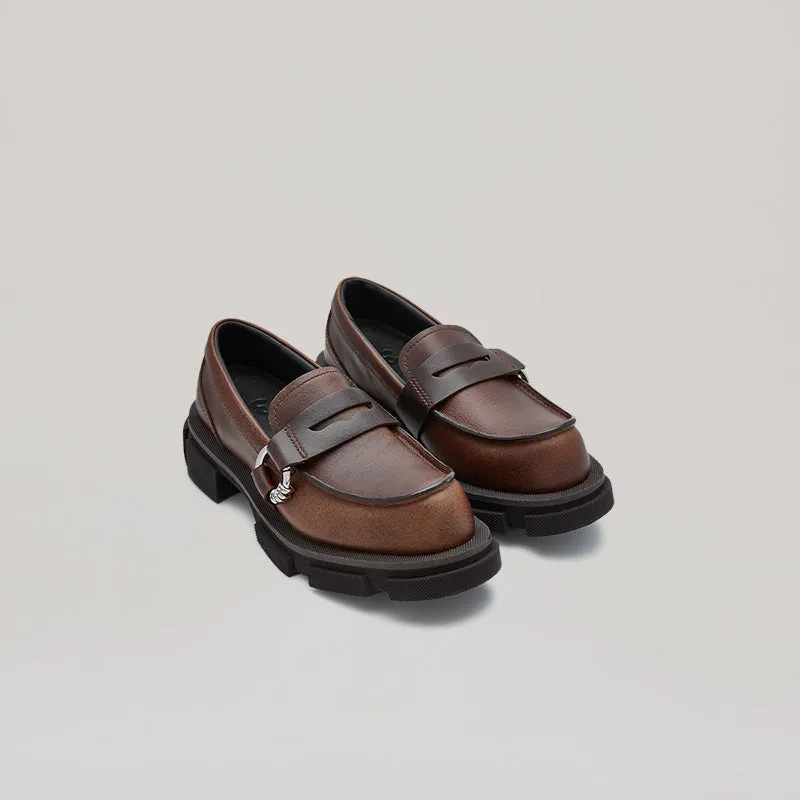 both - GAO PIERCED LOAFER-BROWN