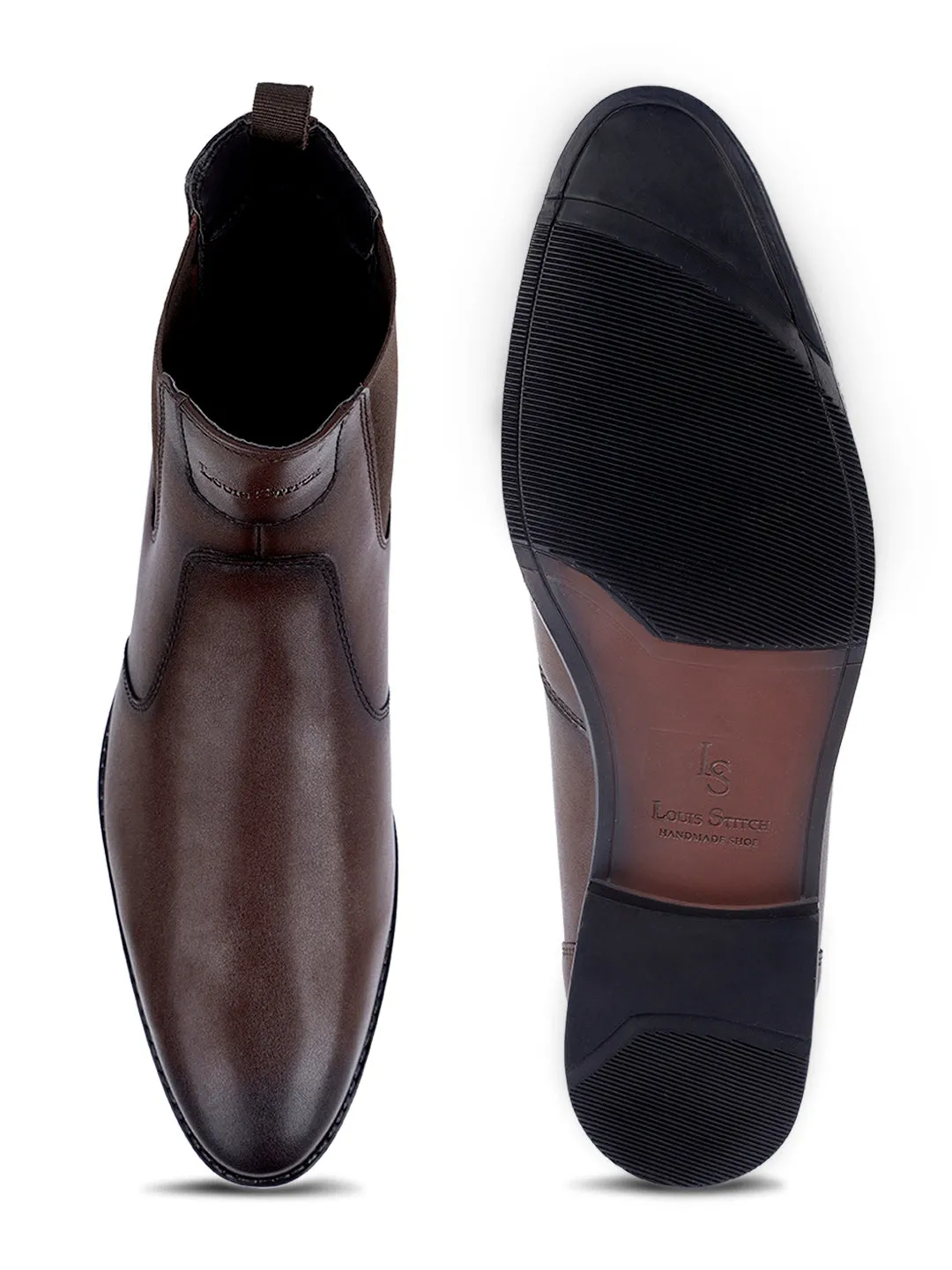 Brunette Brown Dual Tone Handcrafted Chelsea Boots for Men