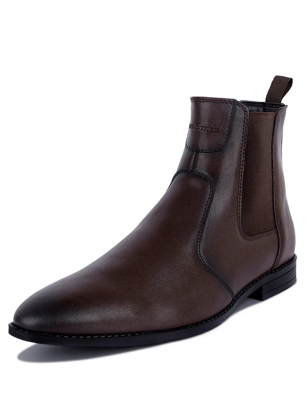 Brunette Brown Dual Tone Handcrafted Chelsea Boots for Men
