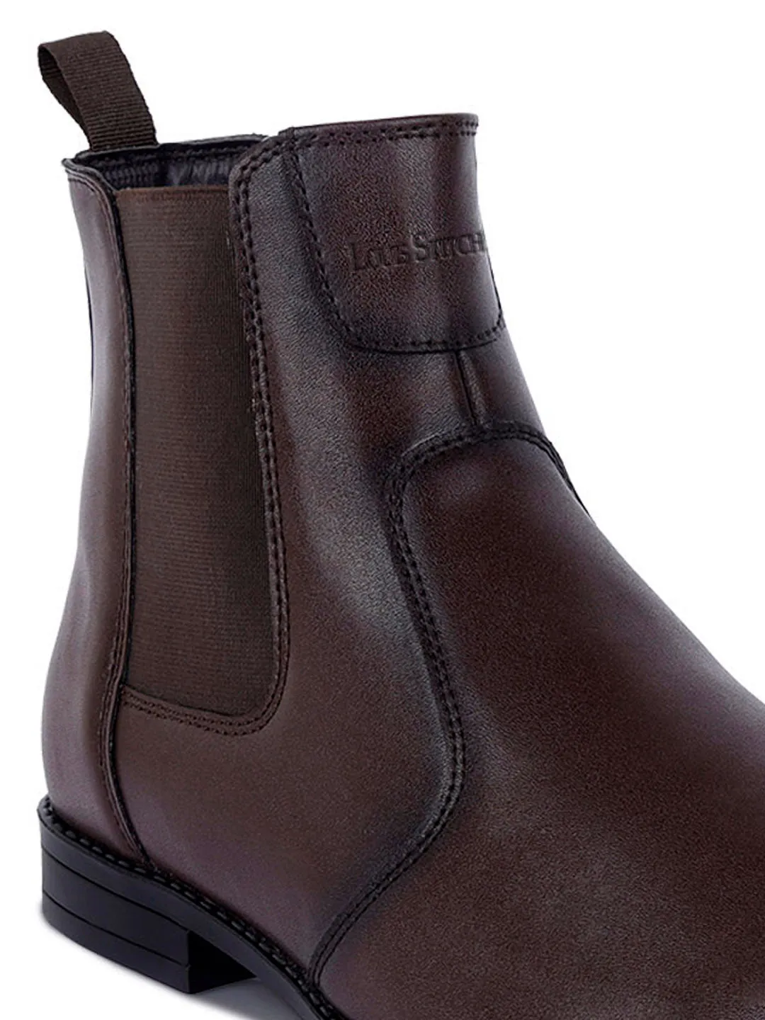 Brunette Brown Dual Tone Handcrafted Chelsea Boots for Men