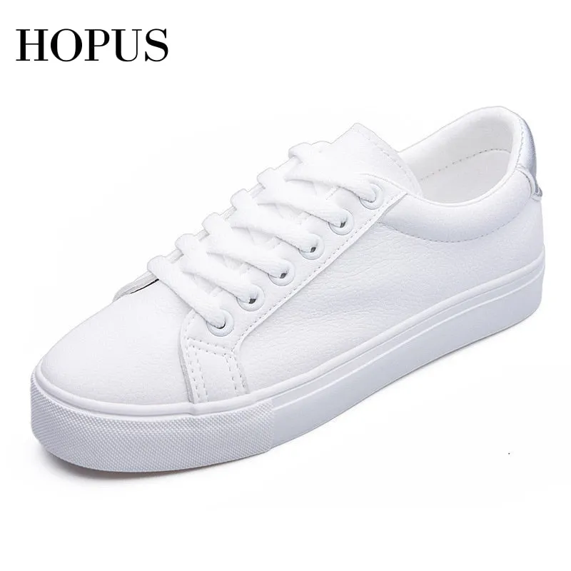 Classic PU Leather Solid Color Korean Sneakers