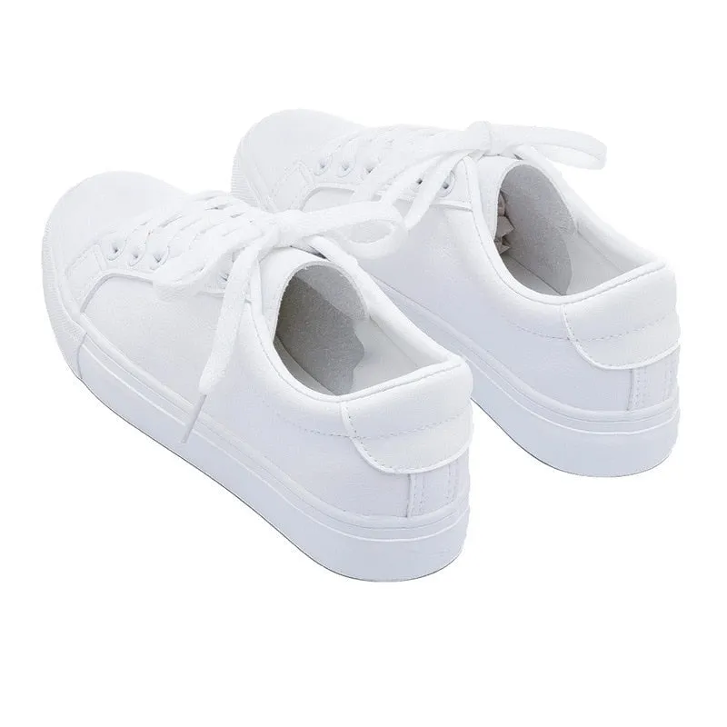 Classic PU Leather Solid Color Korean Sneakers