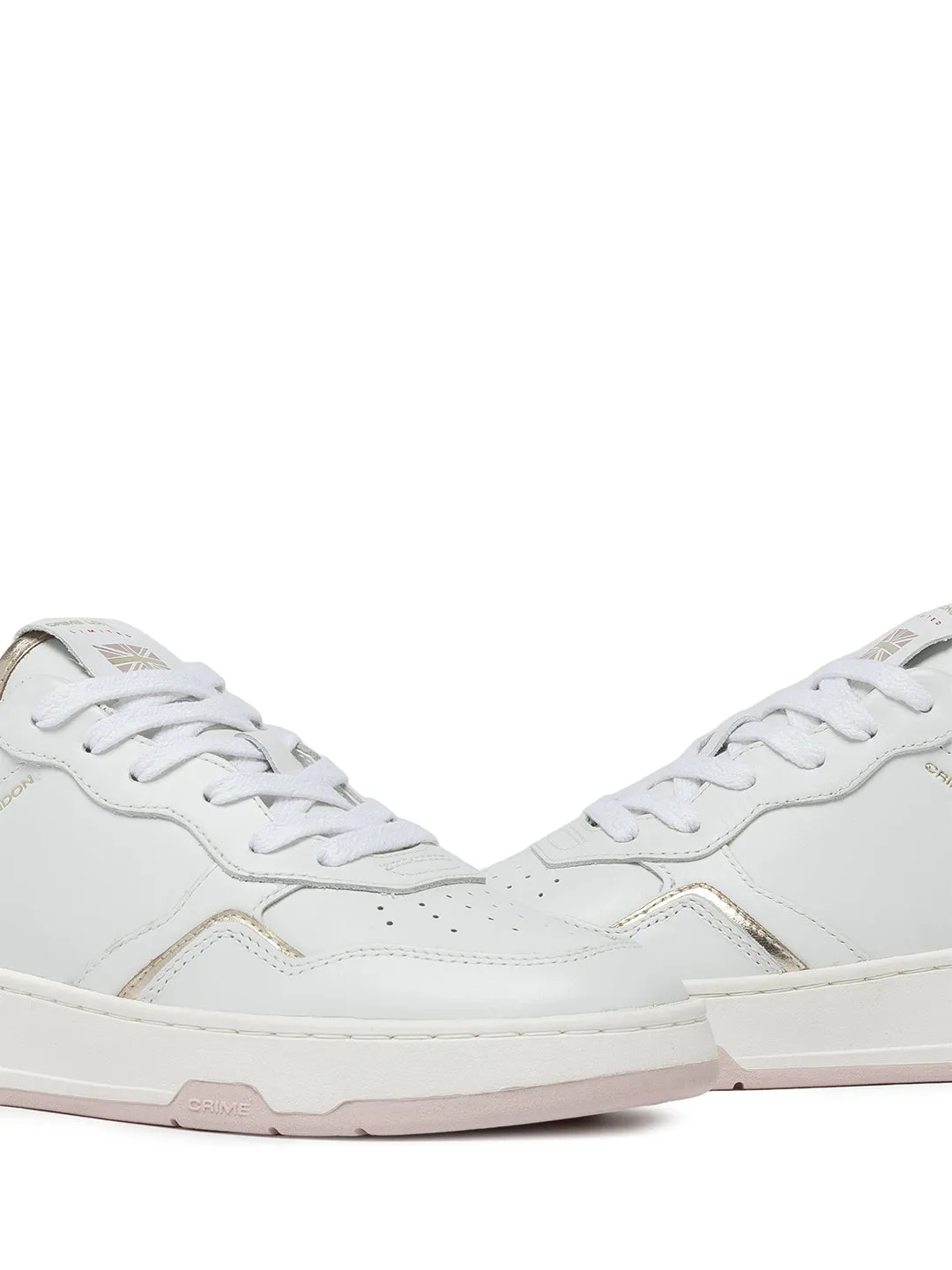 Crime Timeless Pink Powder sneakers bianco con tab rosa