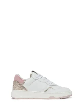 Crime Timeless Pink Powder sneakers bianco con tab rosa