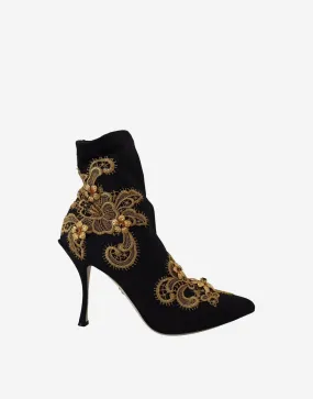 Floral Embroidery Slip On Boots