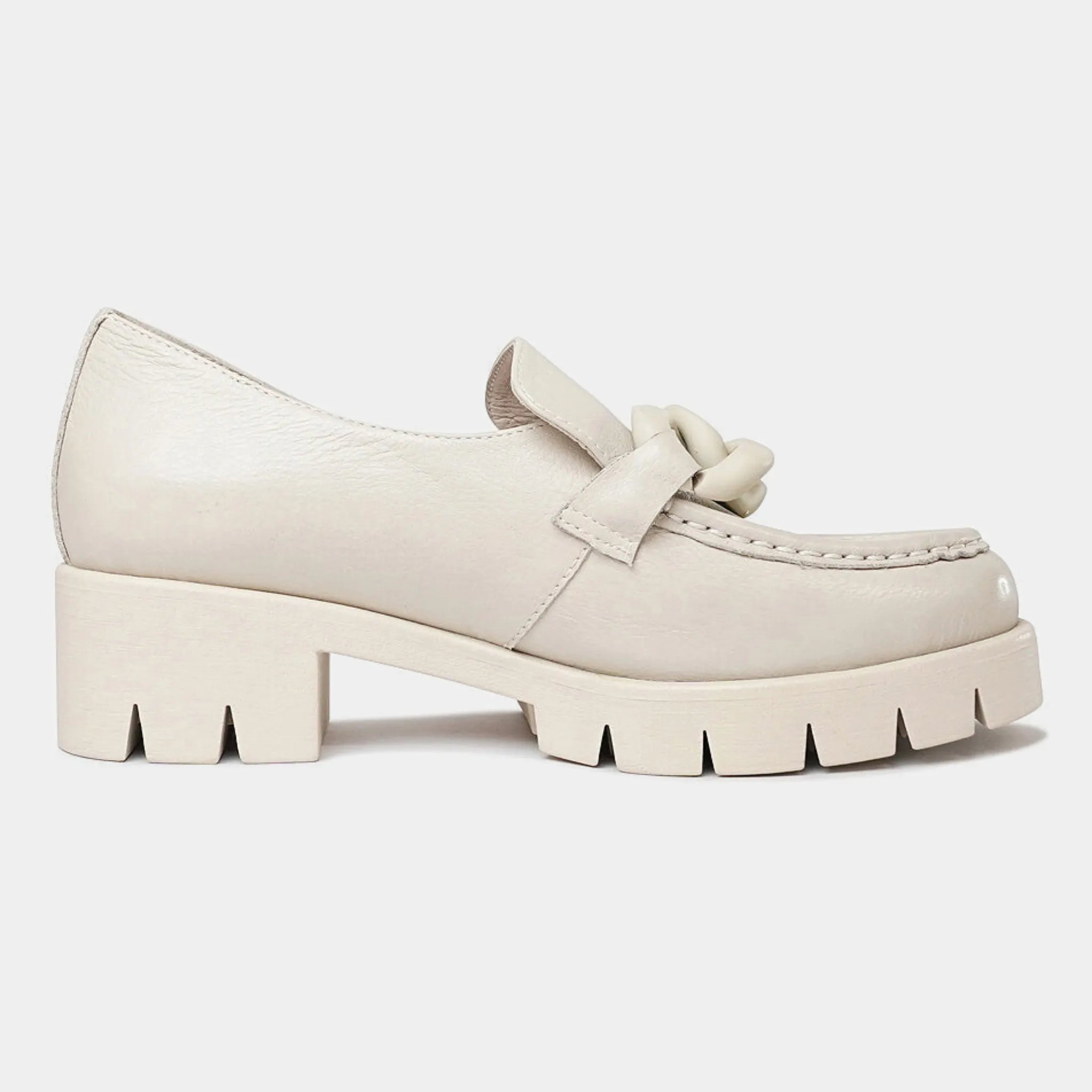 Hanini Almond Leather Heeled Loafers