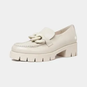 Hanini Almond Leather Heeled Loafers