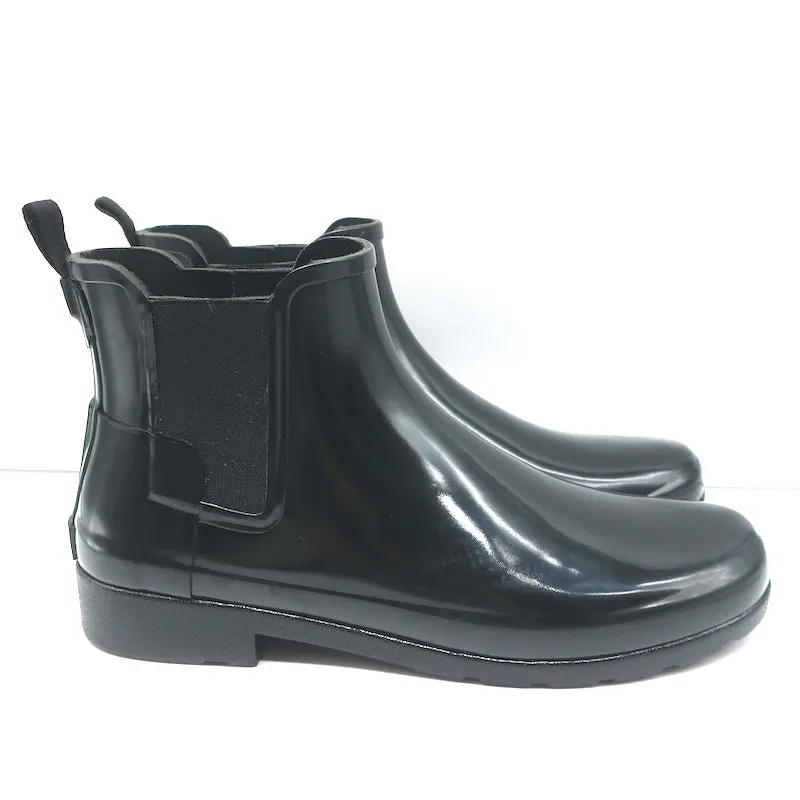 Hunter Refined Chelsea Gloss Rain Boots Black Size 11 Ankle Boots