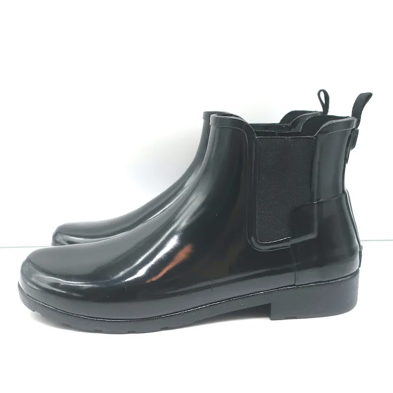 Hunter Refined Chelsea Gloss Rain Boots Black Size 11 Ankle Boots