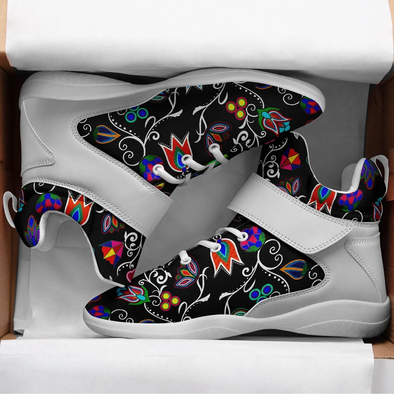 Indigenous Paisley Black Ipottaa Basketball / Sport High Top Shoes - White Sole