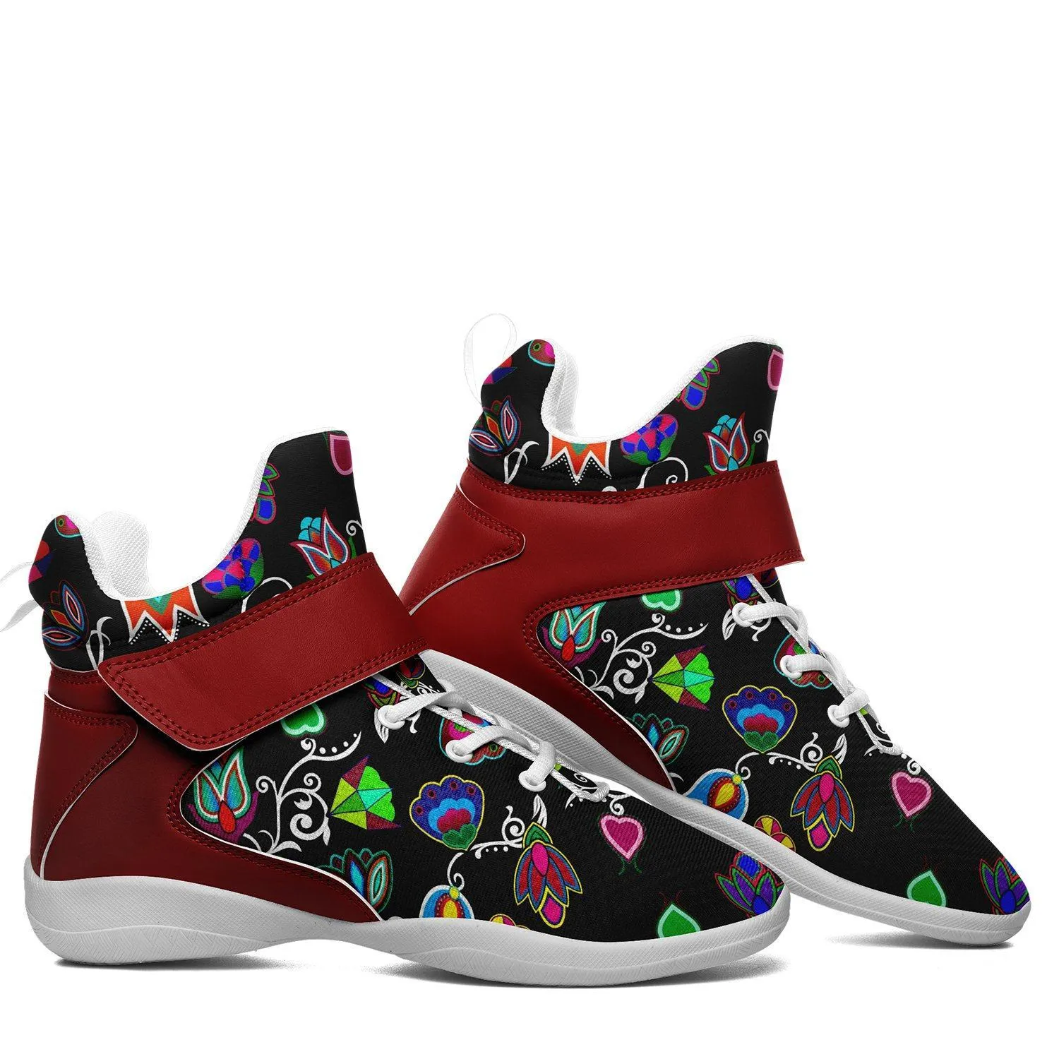 Indigenous Paisley Black Ipottaa Basketball / Sport High Top Shoes - White Sole