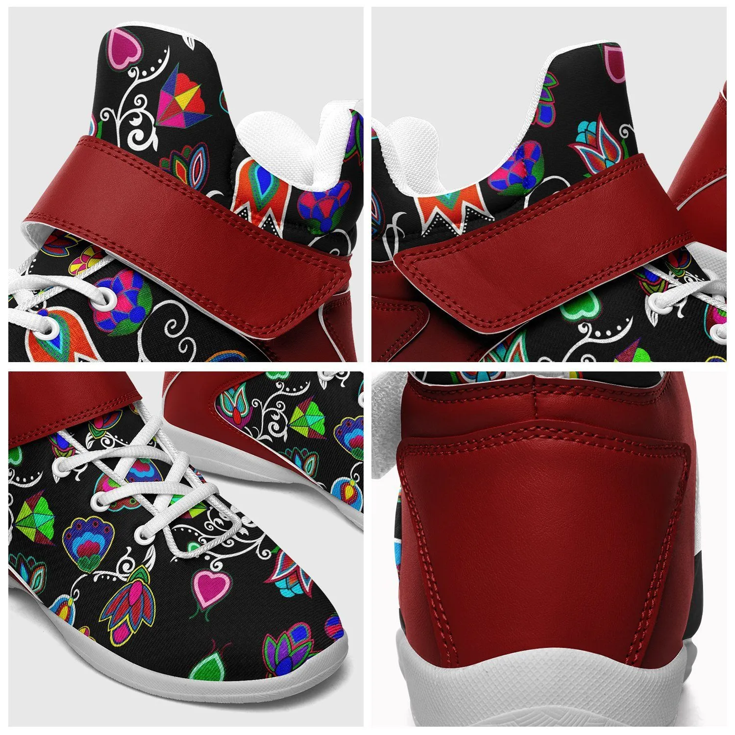 Indigenous Paisley Black Ipottaa Basketball / Sport High Top Shoes - White Sole