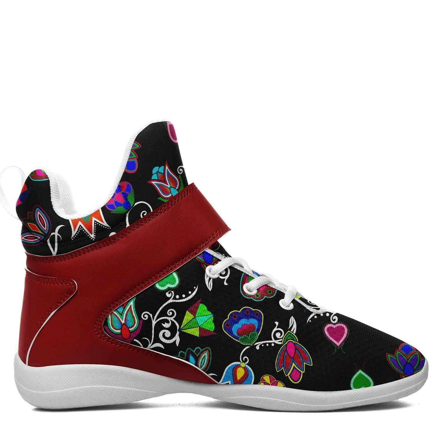 Indigenous Paisley Black Ipottaa Basketball / Sport High Top Shoes - White Sole