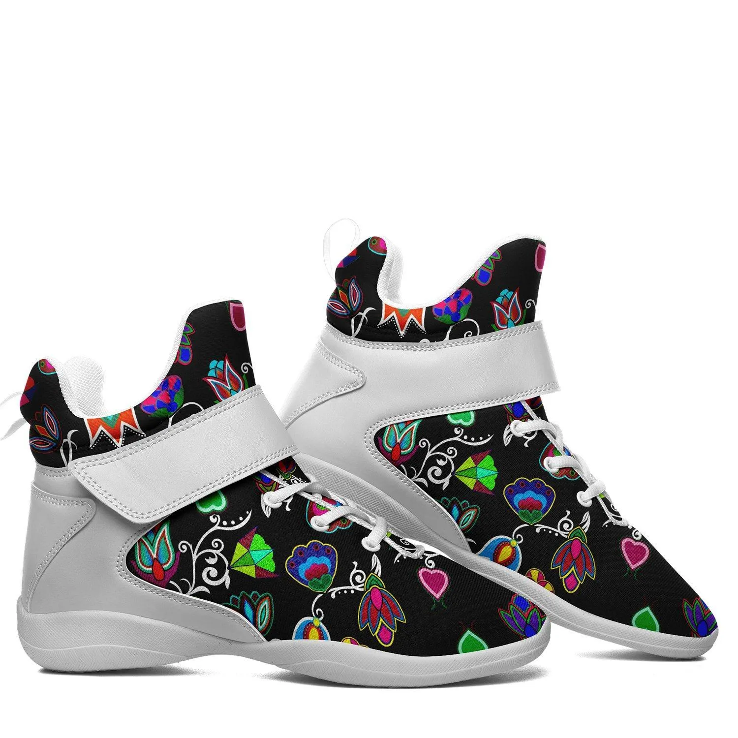 Indigenous Paisley Black Ipottaa Basketball / Sport High Top Shoes - White Sole