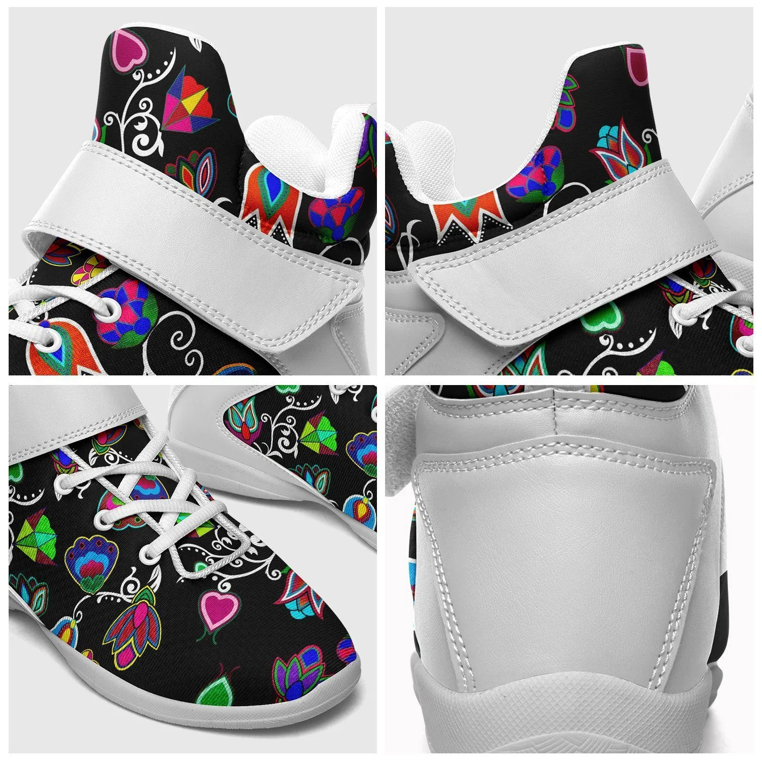 Indigenous Paisley Black Ipottaa Basketball / Sport High Top Shoes - White Sole