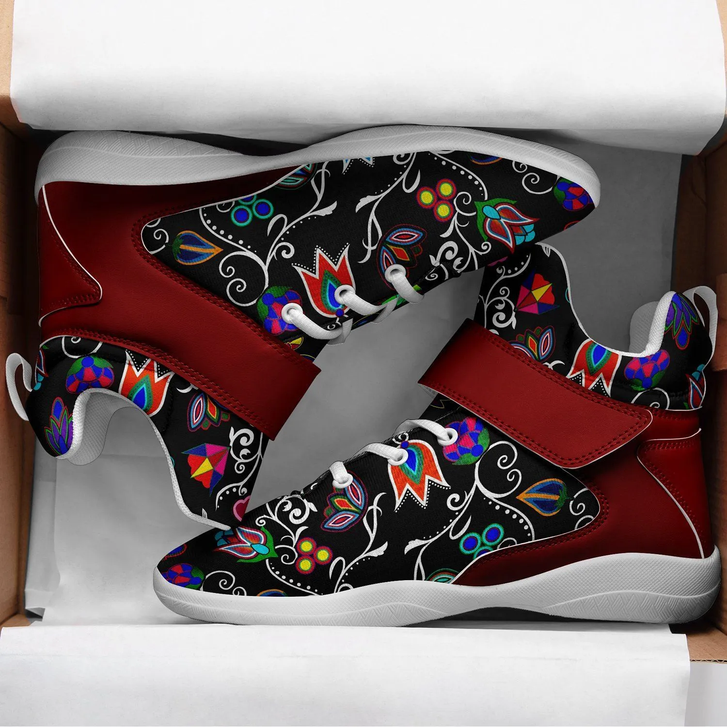 Indigenous Paisley Black Ipottaa Basketball / Sport High Top Shoes - White Sole