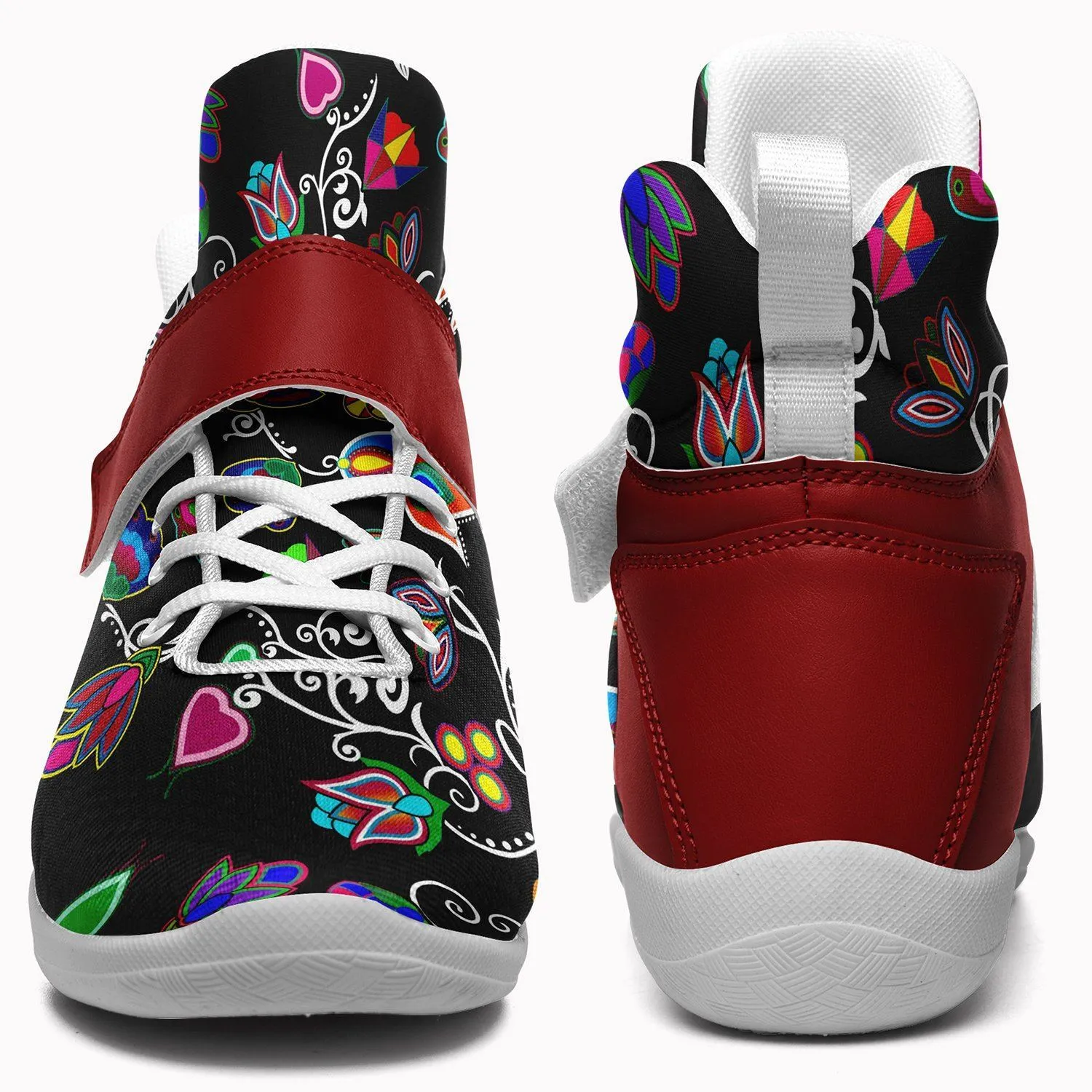 Indigenous Paisley Black Ipottaa Basketball / Sport High Top Shoes - White Sole