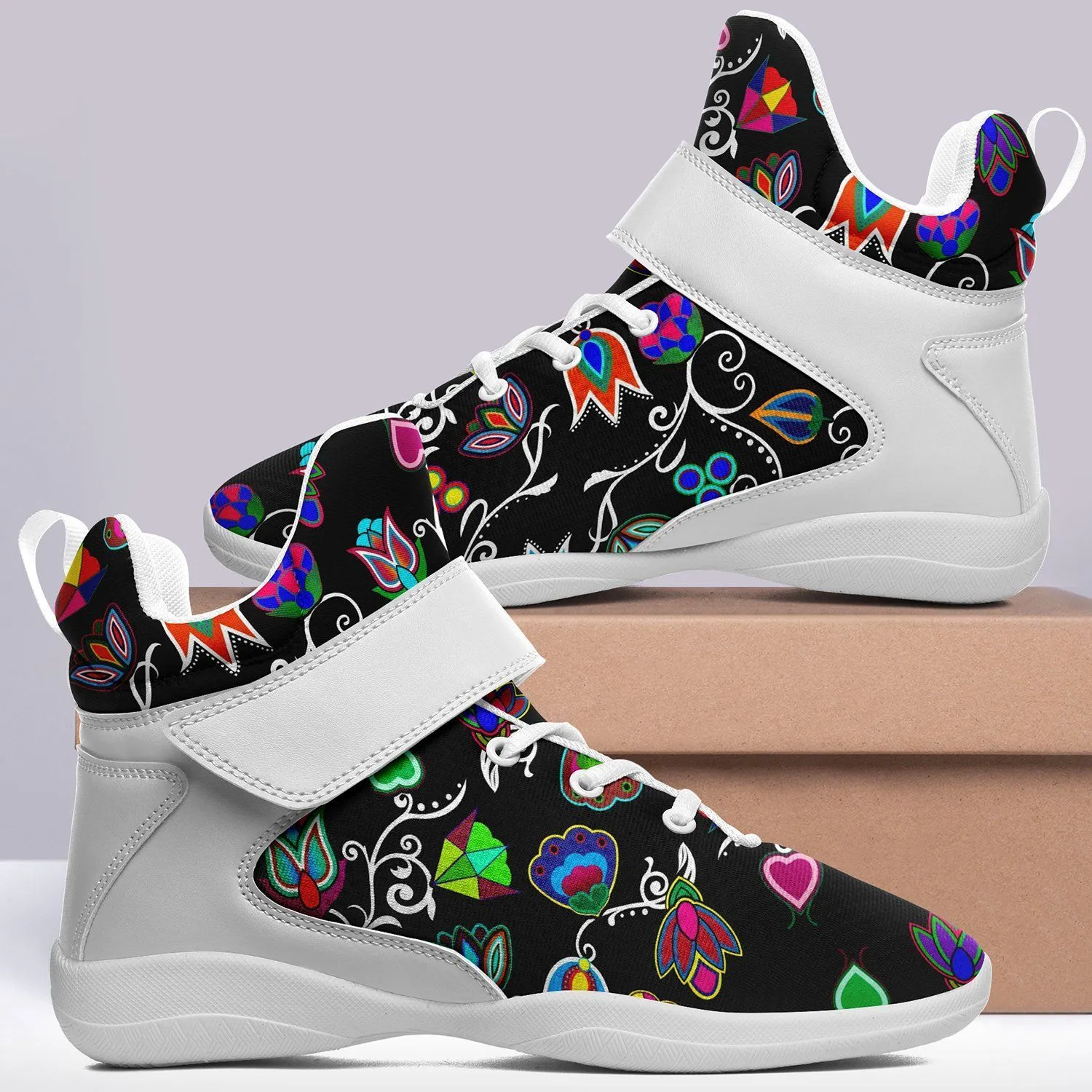 Indigenous Paisley Black Ipottaa Basketball / Sport High Top Shoes - White Sole