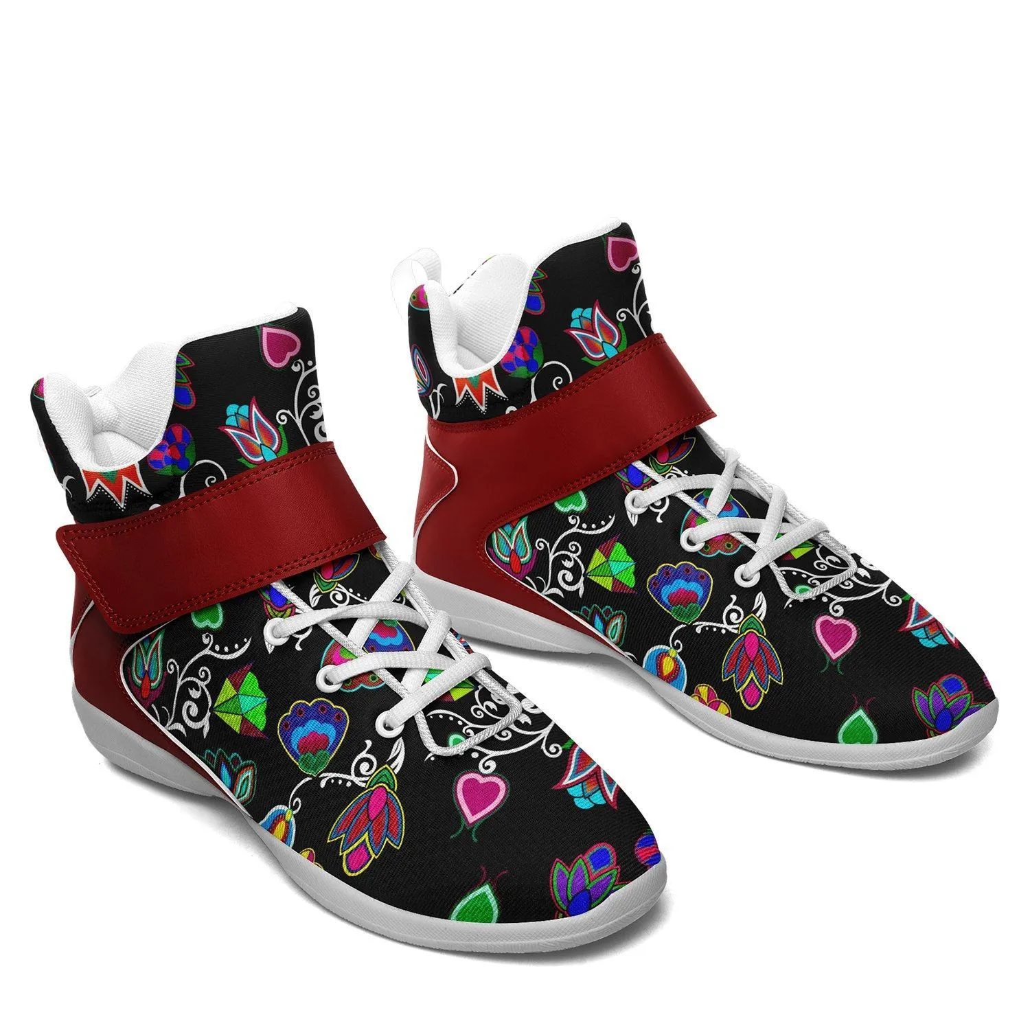 Indigenous Paisley Black Ipottaa Basketball / Sport High Top Shoes - White Sole