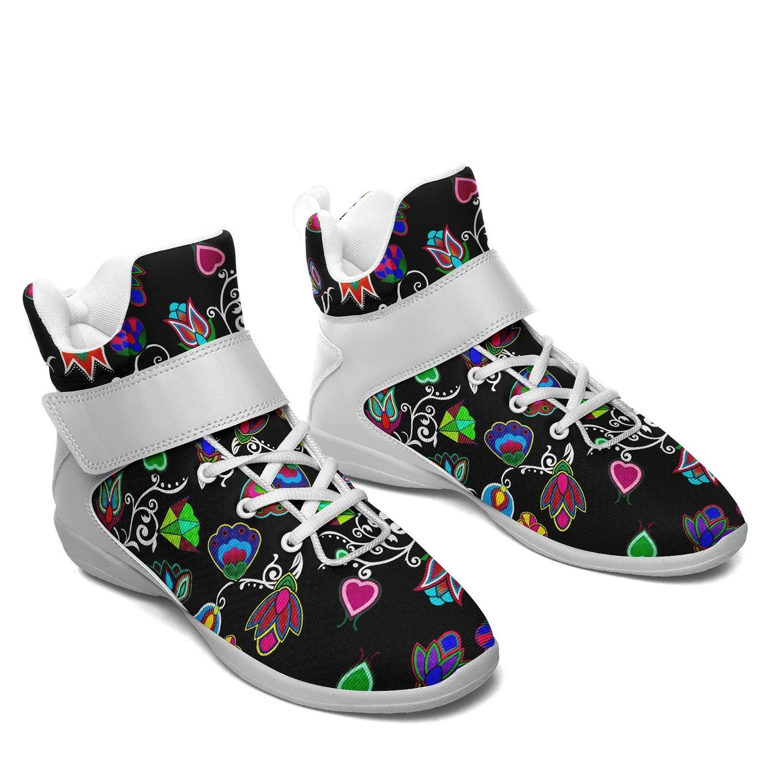 Indigenous Paisley Black Ipottaa Basketball / Sport High Top Shoes - White Sole