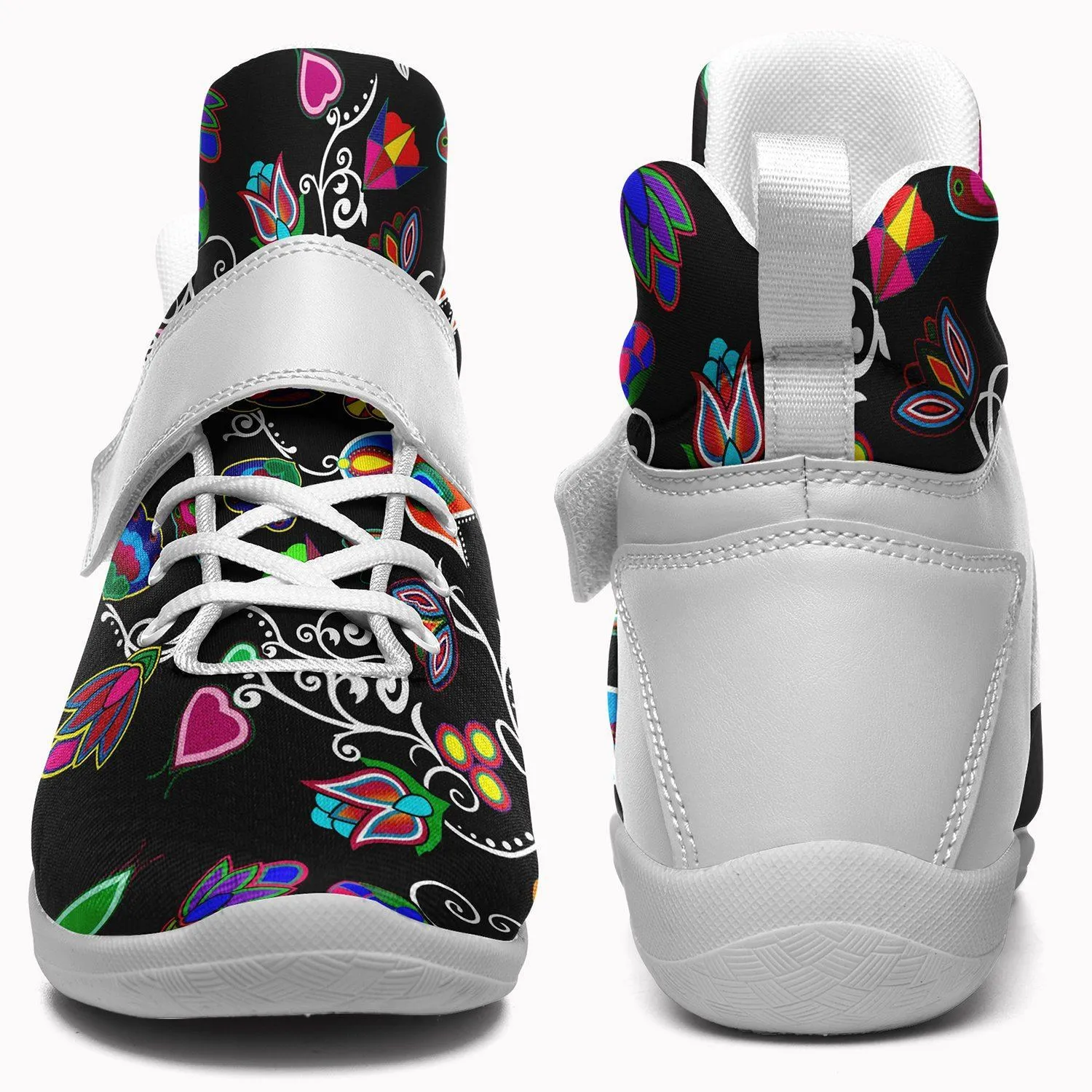 Indigenous Paisley Black Ipottaa Basketball / Sport High Top Shoes - White Sole