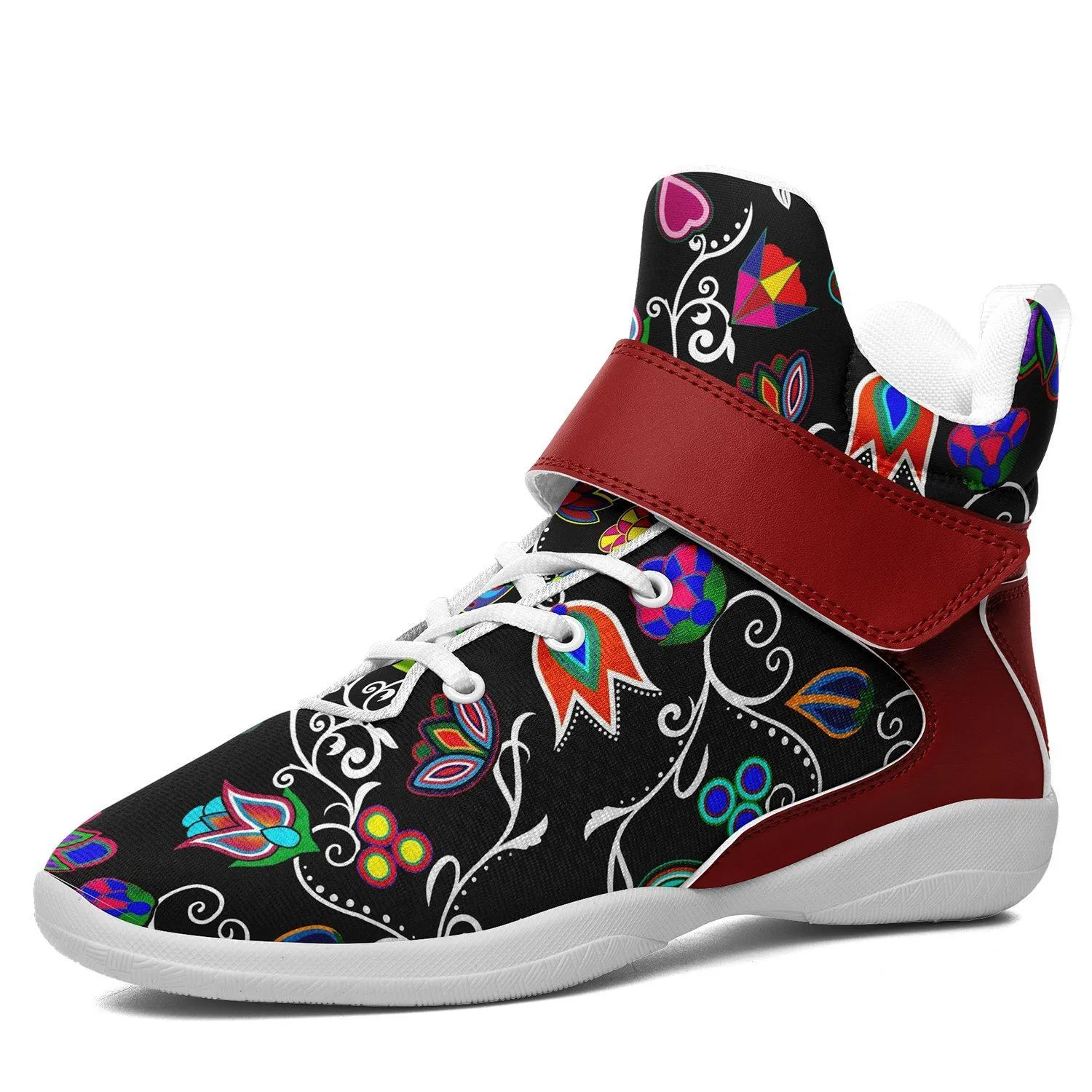 Indigenous Paisley Black Ipottaa Basketball / Sport High Top Shoes - White Sole