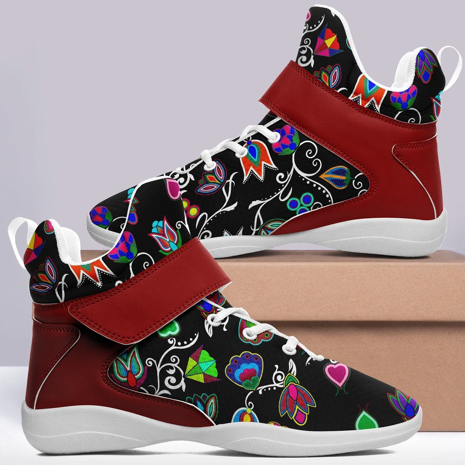Indigenous Paisley Black Ipottaa Basketball / Sport High Top Shoes - White Sole