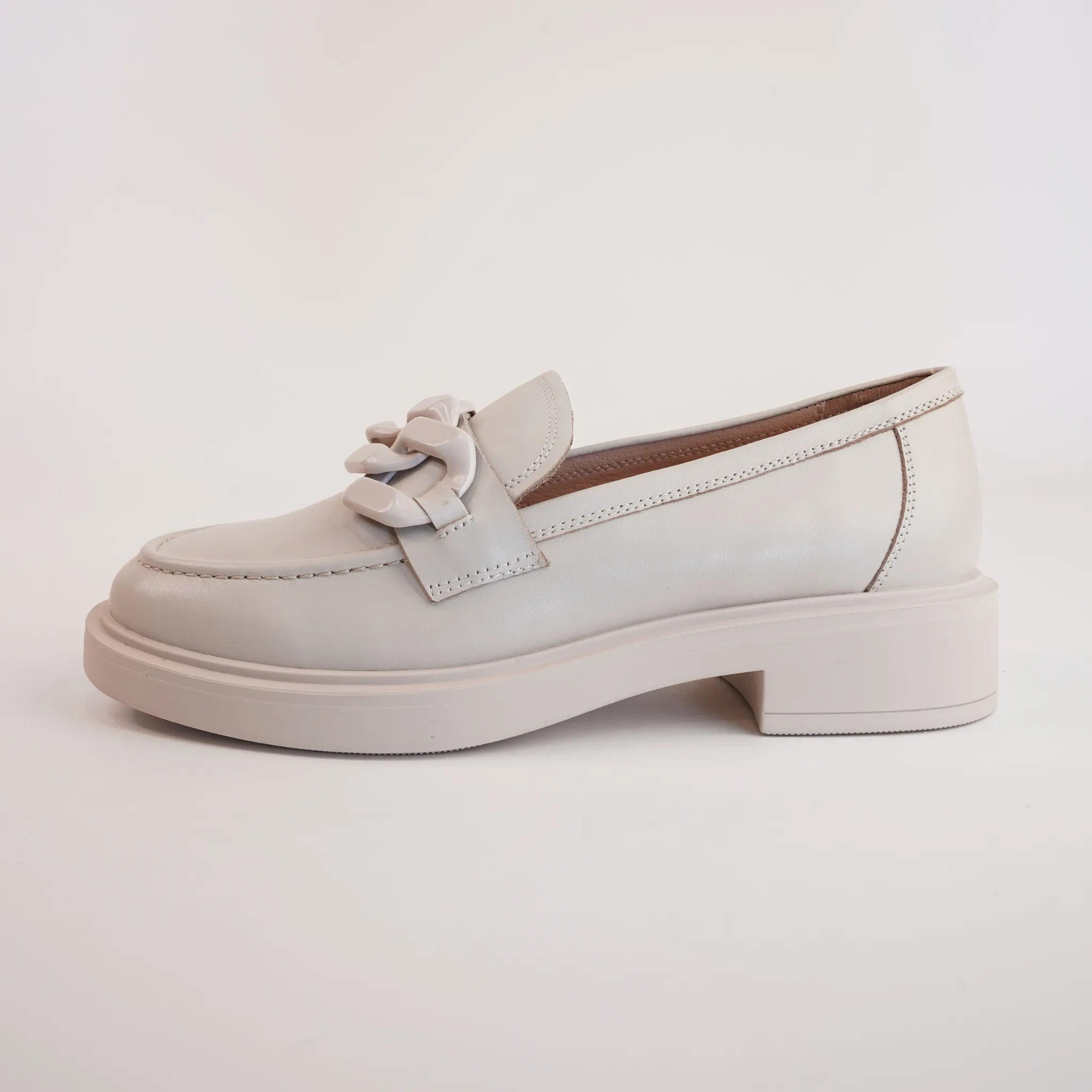 Ishie Almond Leather Loafers