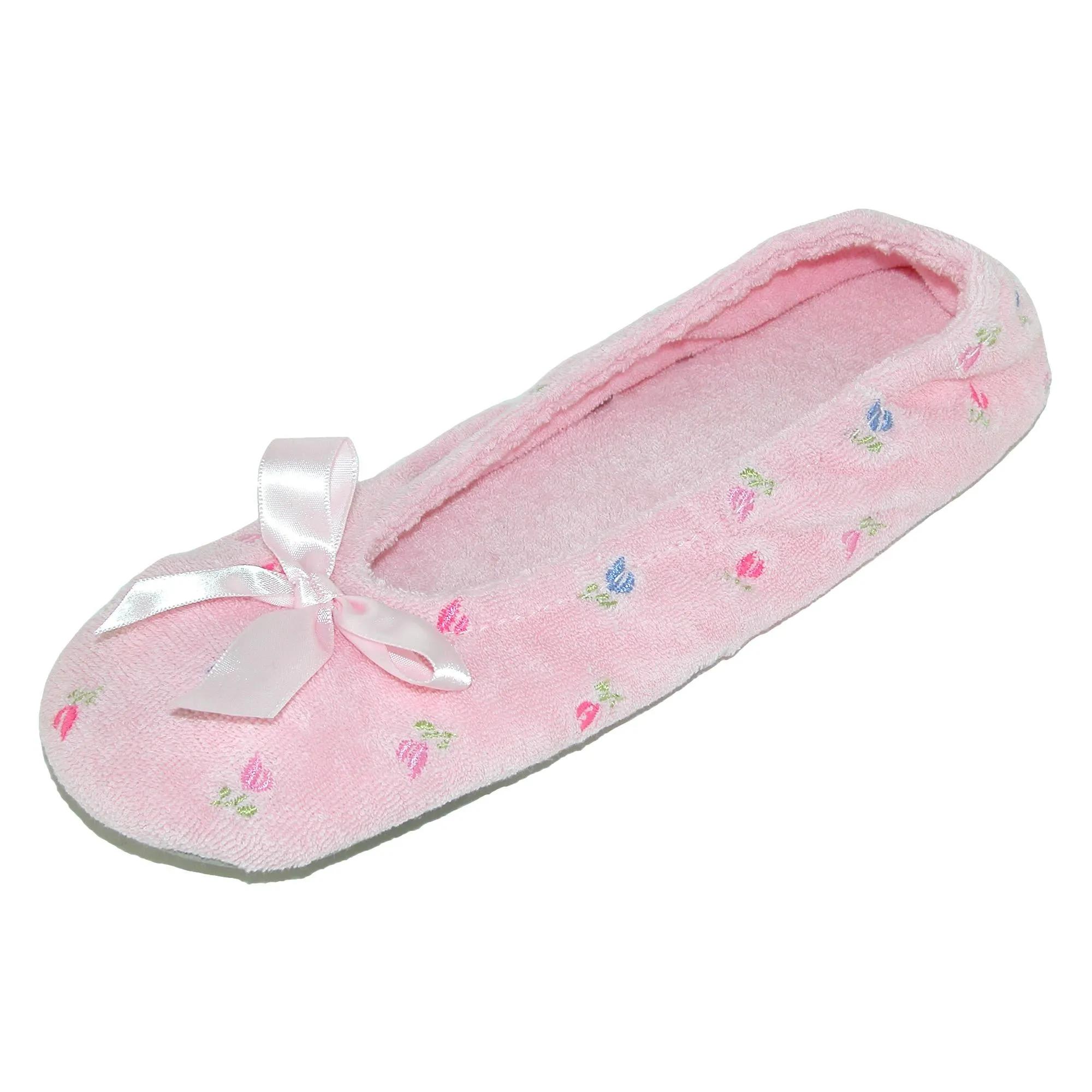 Isotoner Women's Embroidered Terry Ballerina Slippers