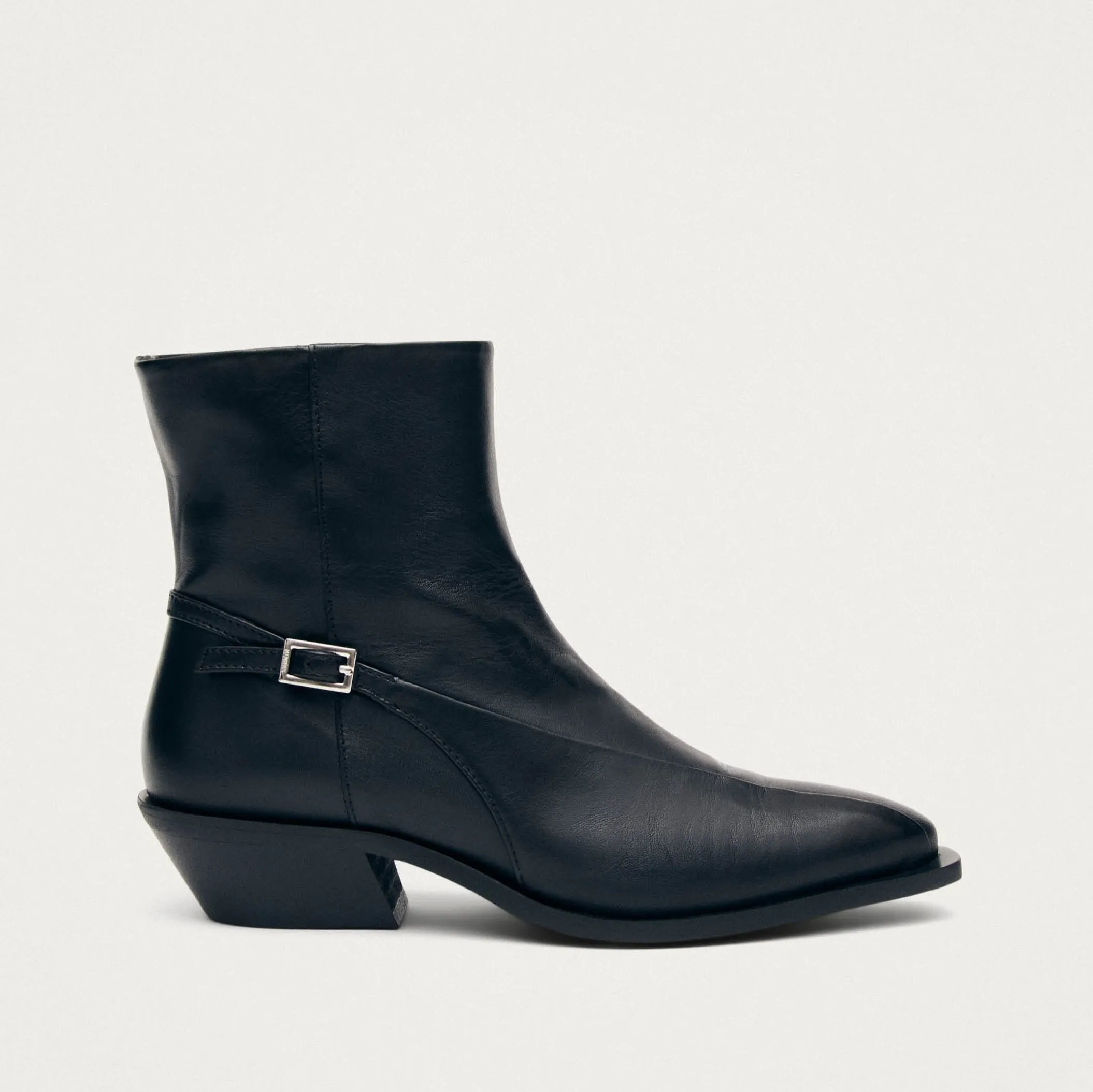 Lizzie Black Leather Ankle Boots