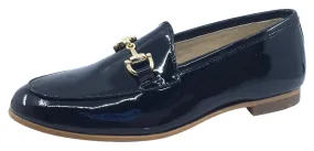 Luccini Girl's Chain Slip-On Smoking Loafer, Black Patent Leather