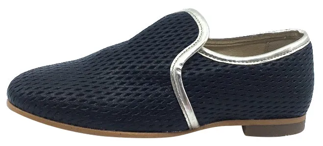 Luccini Slip-On Smoking Loafer, Black Perforated Leather