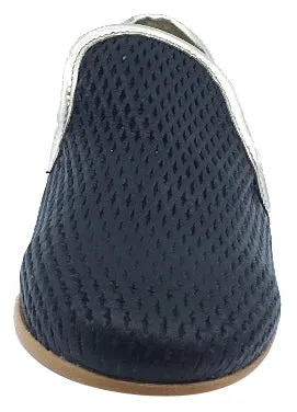 Luccini Slip-On Smoking Loafer, Black Perforated Leather
