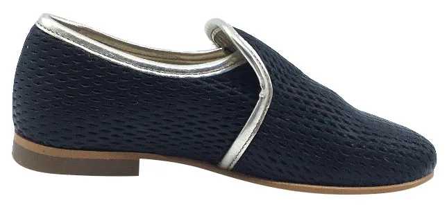 Luccini Slip-On Smoking Loafer, Black Perforated Leather