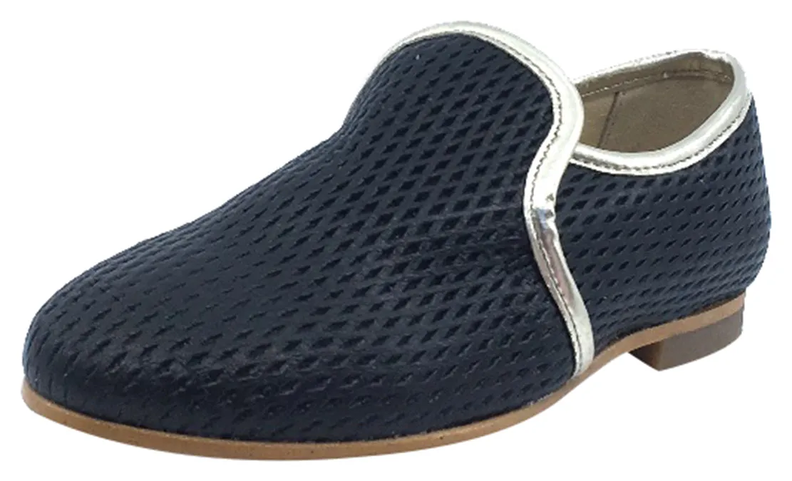 Luccini Slip-On Smoking Loafer, Black Perforated Leather