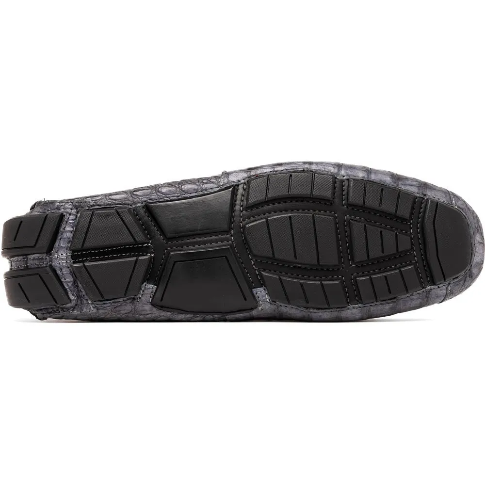 Marco Di Milano Remo Gray Caiman Driving Slip-On Loafers