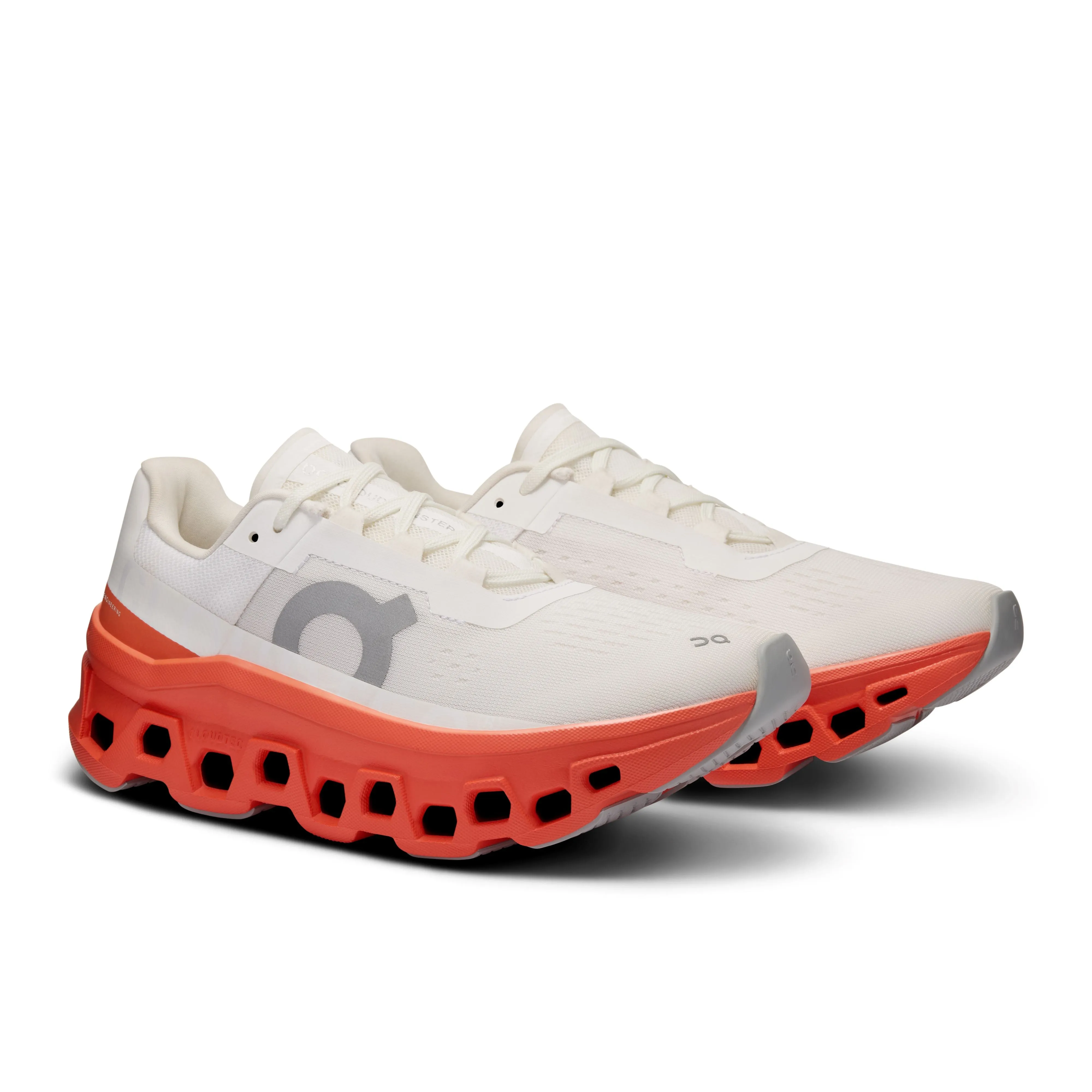 On Running Women's Cloudmonster Sneakers in White/Flame