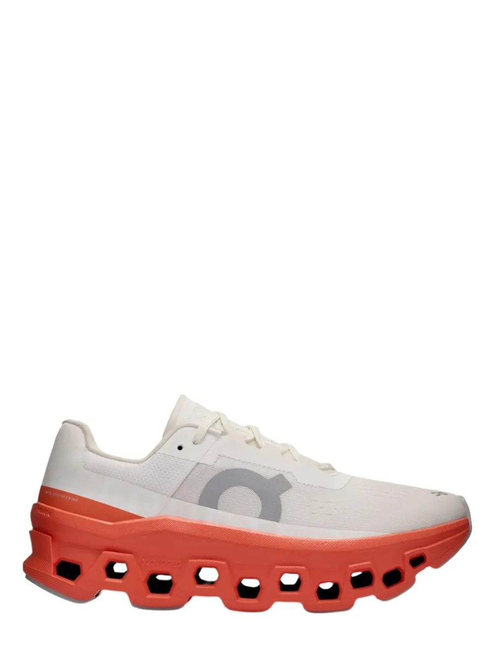 On Running Women's Cloudmonster Sneakers in White/Flame