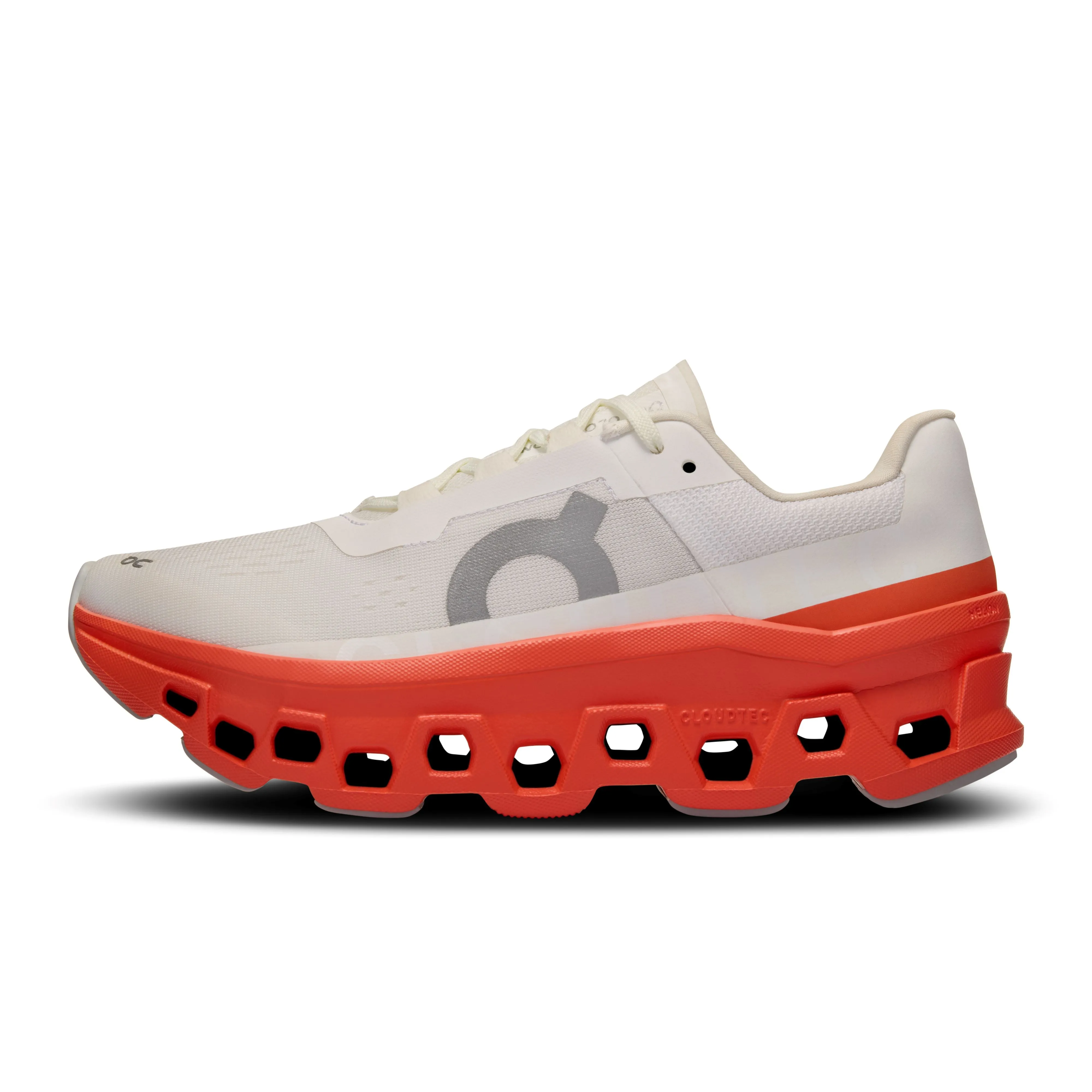 On Running Women's Cloudmonster Sneakers in White/Flame