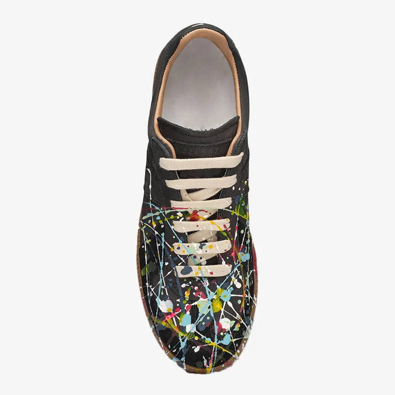 Timeless Elegance Leather and Suede Black Sneakers