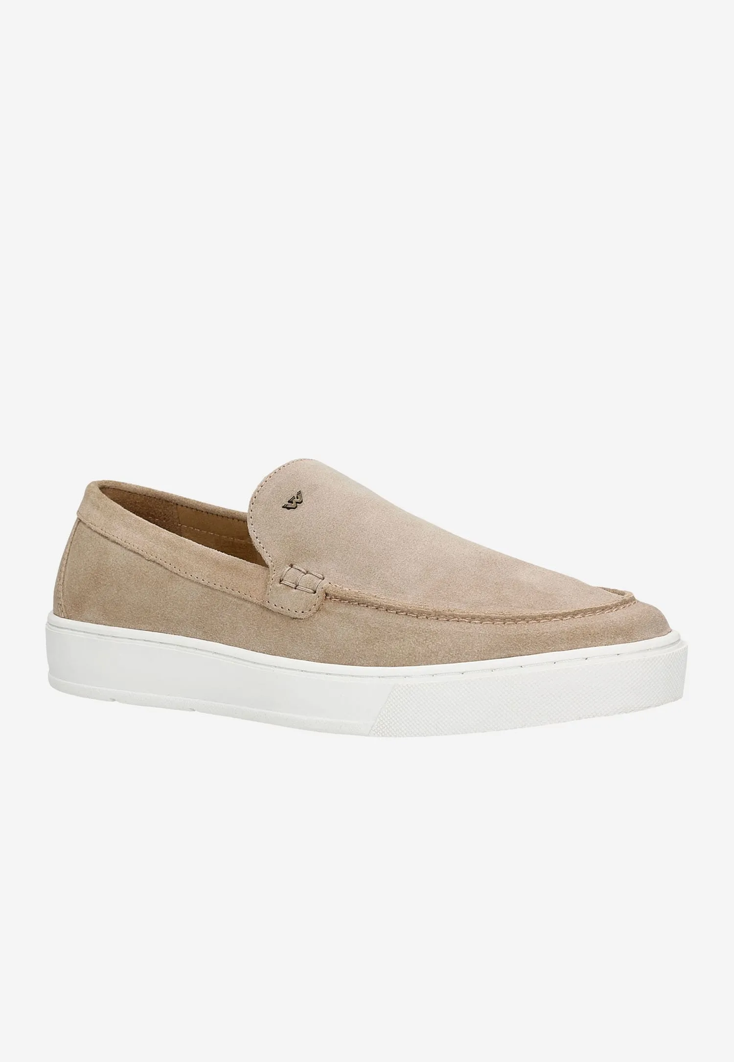 Wojas Beige Leather Loafers with White Sole | 10144-64