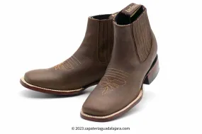WOMEN'S WIDE SQUARE TOE CRAZY BROWN LEATHER BOOT - 202807