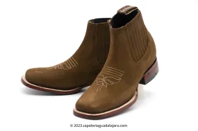 WOMEN'S WIDE SQUARE TOE NOBUCK TABACO LEATHER BOOT - 206359